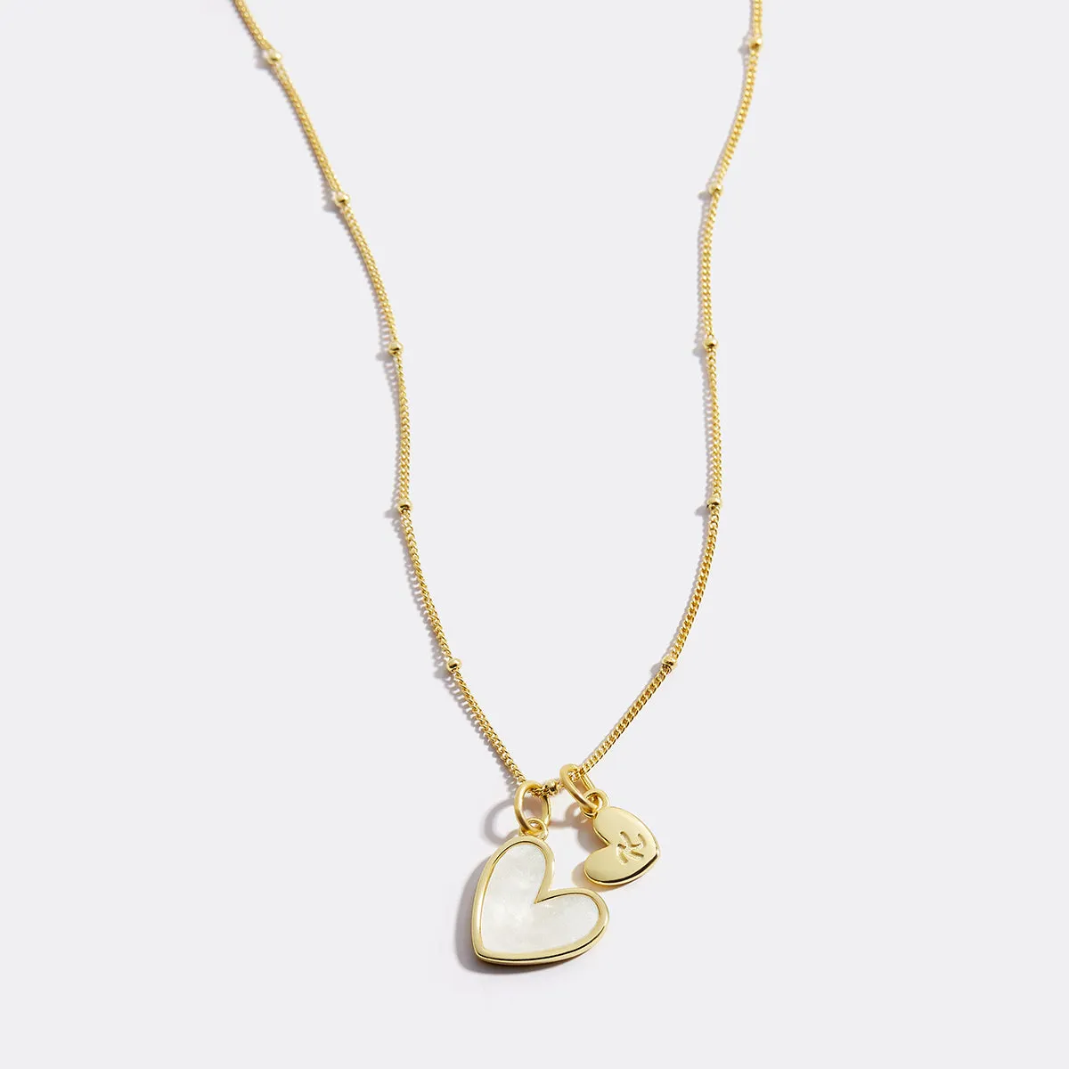Mother Of Pearl Initial Heart Necklace