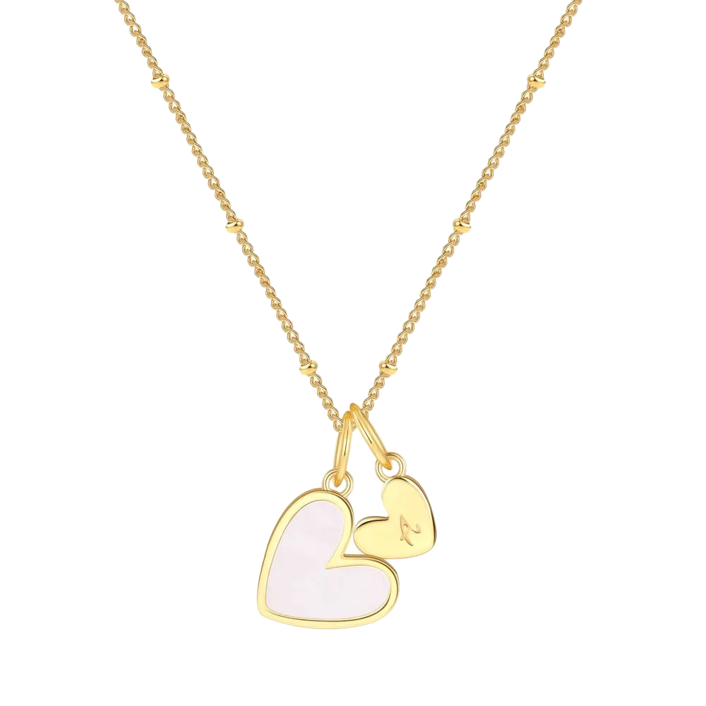 Mother Of Pearl Initial Heart Necklace