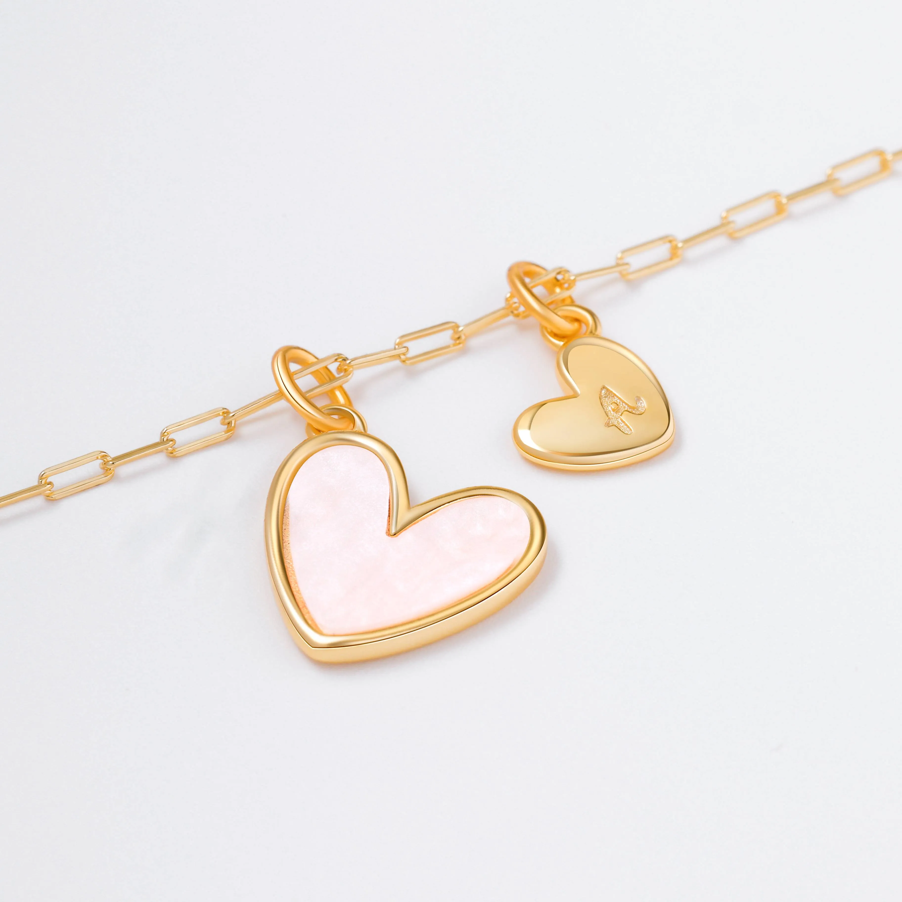 Mother Of Pearl Initial Heart Necklace