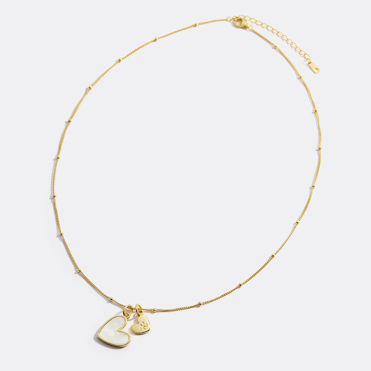 Mother Of Pearl Initial Heart Necklace
