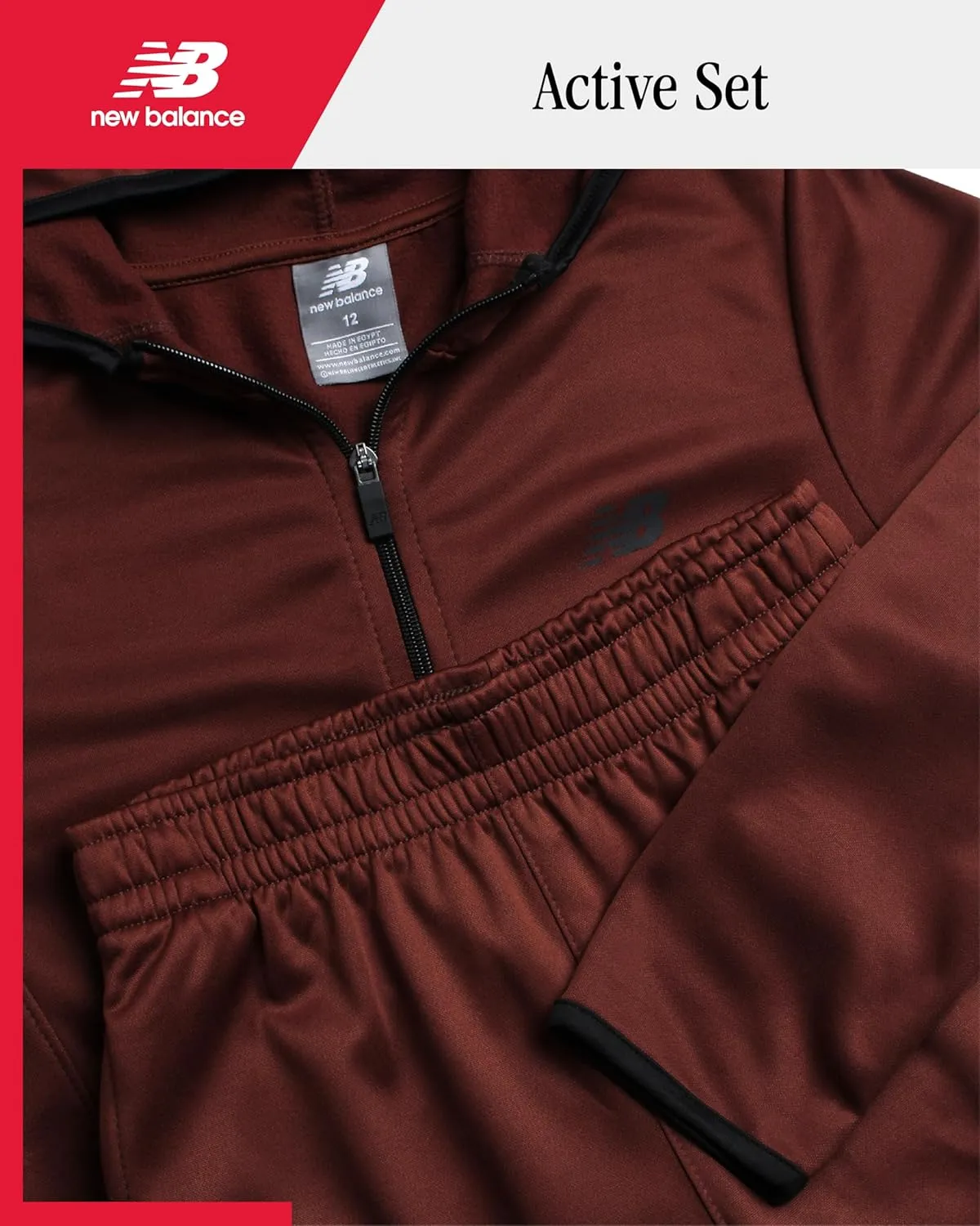 New Balance Boys Sweatsuit - 2 Piece Active Fleece Zip Sweatshirt and Sweatpants - Performance Jogger Pants Set: Boys, 8-16