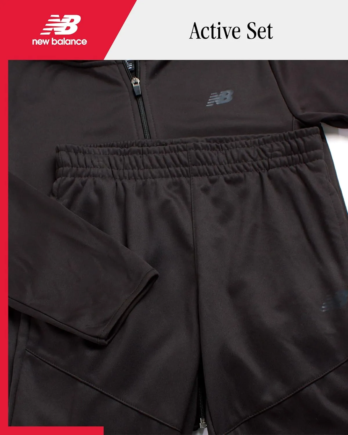 New Balance Boys Sweatsuit - 2 Piece Active Fleece Zip Sweatshirt and Sweatpants - Performance Jogger Pants Set: Boys, 8-16