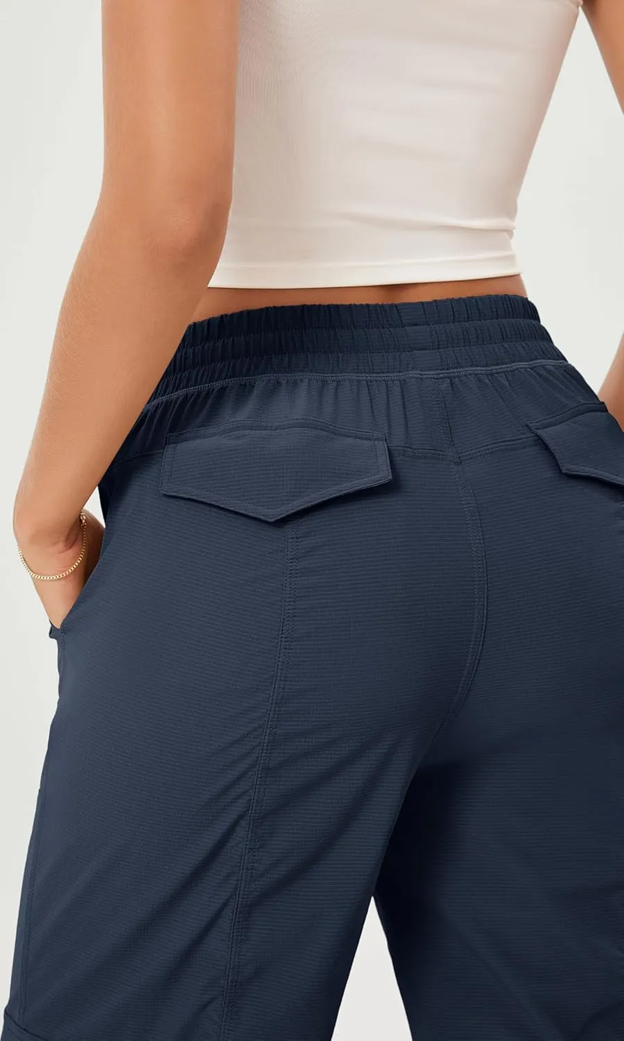 ODODOS Stretch Woven Relaxed Cargo Pants for Women Cinchable Hems Lightweight Casual Sweatpants with Pockets