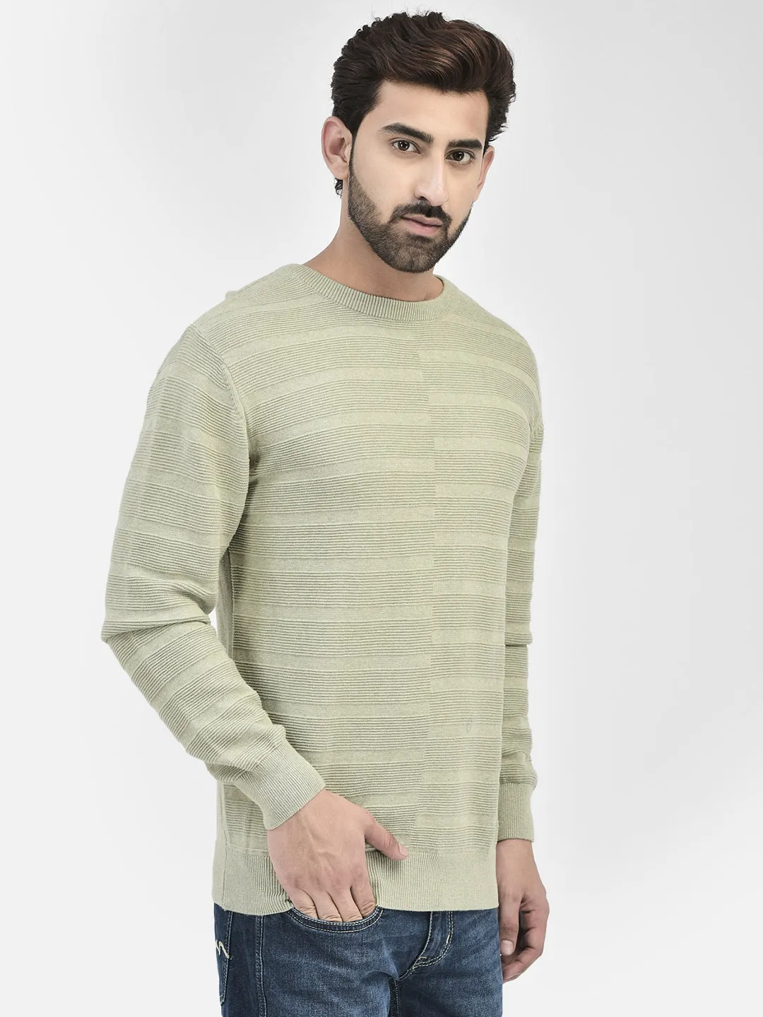 Olive Stripes Sweater