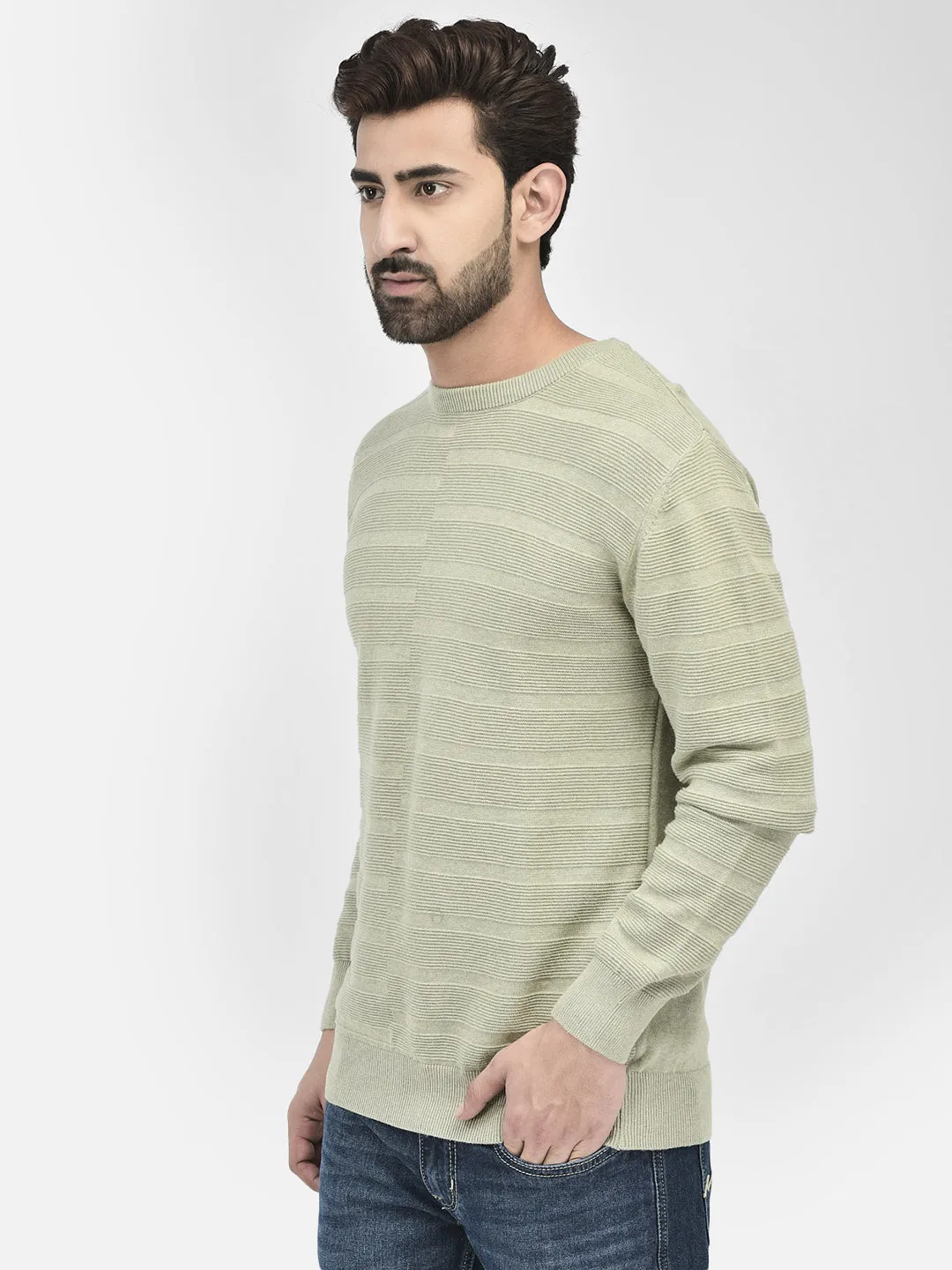 Olive Stripes Sweater