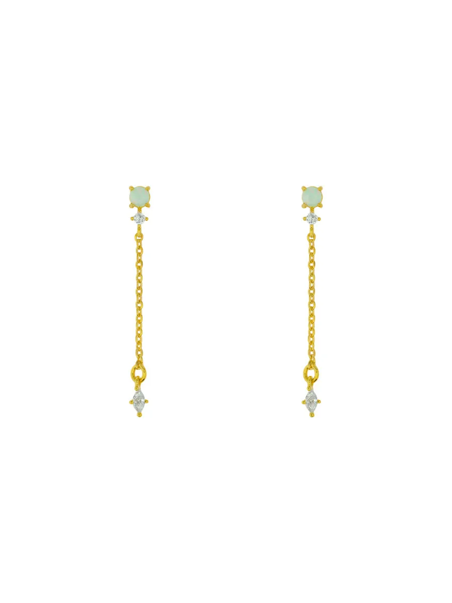 Opal & CZ Chain Drop Posts