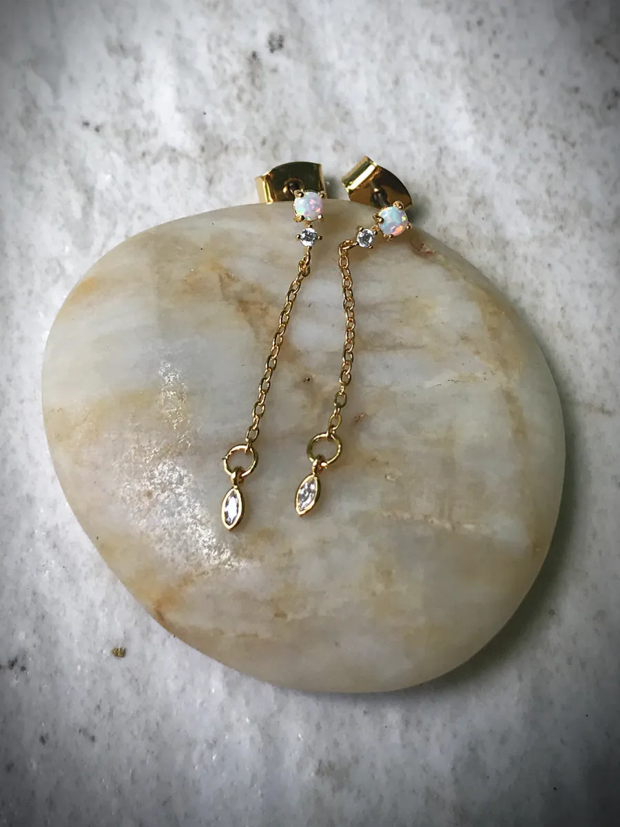 Opal & CZ Chain Drop Posts