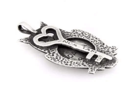 Owl coin necklace with the couple coin medallion 925 sterling silver coin medallion one of a kind handemade design