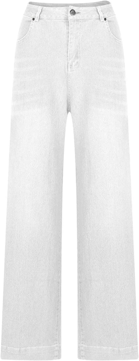 Palazzo Denim Pants for Women Trendy Going Out Washed Distressed Jeans High Waisted Flared Bell Bottom Jeans Pants