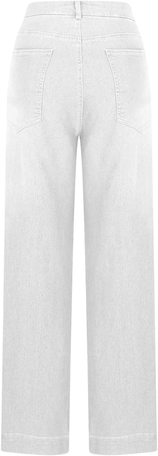 Palazzo Denim Pants for Women Trendy Going Out Washed Distressed Jeans High Waisted Flared Bell Bottom Jeans Pants