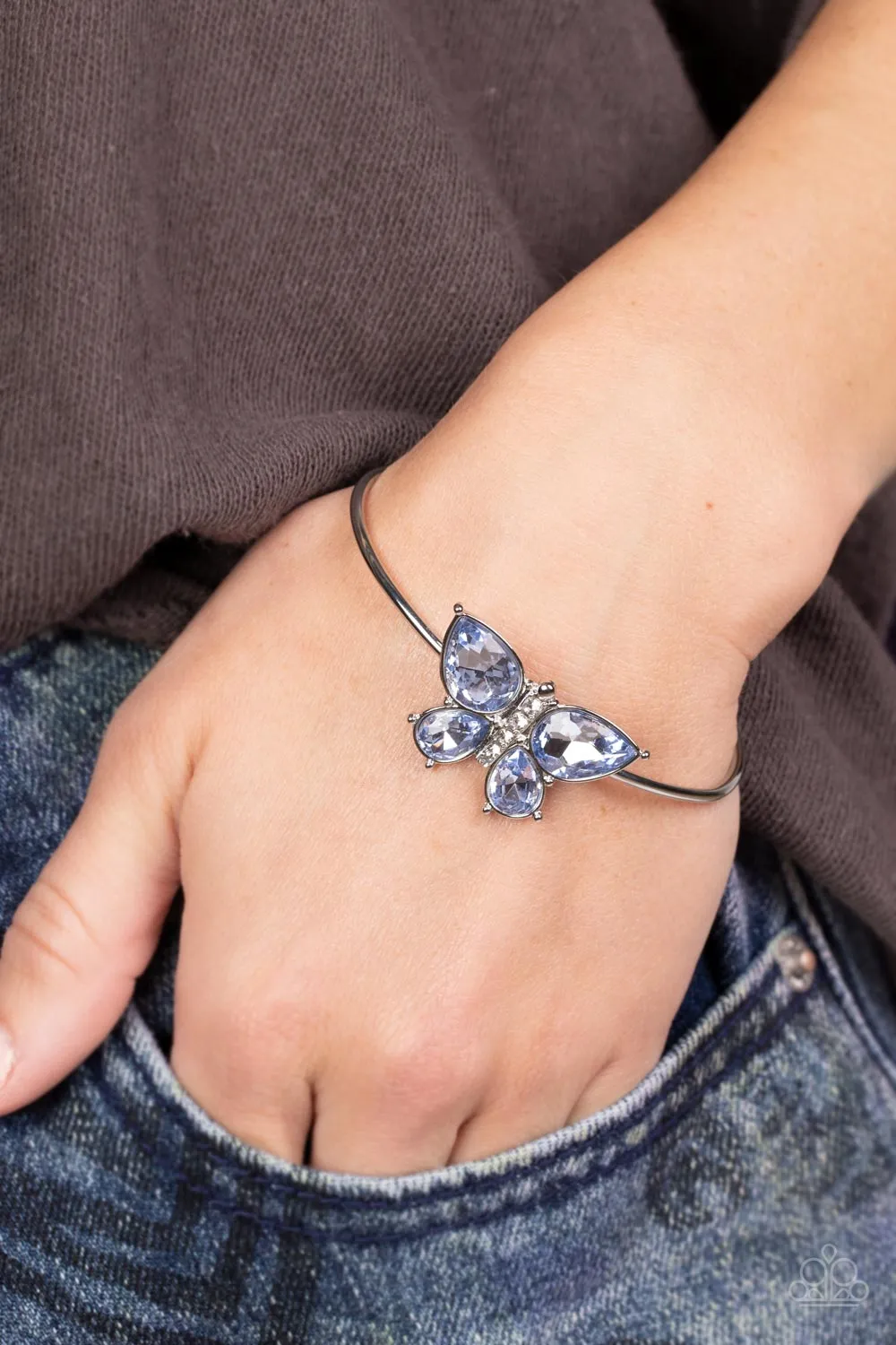 Paparazzi Free-Flying Flutter Blue Necklace & Butterfly Beatitude Blue Bracelet