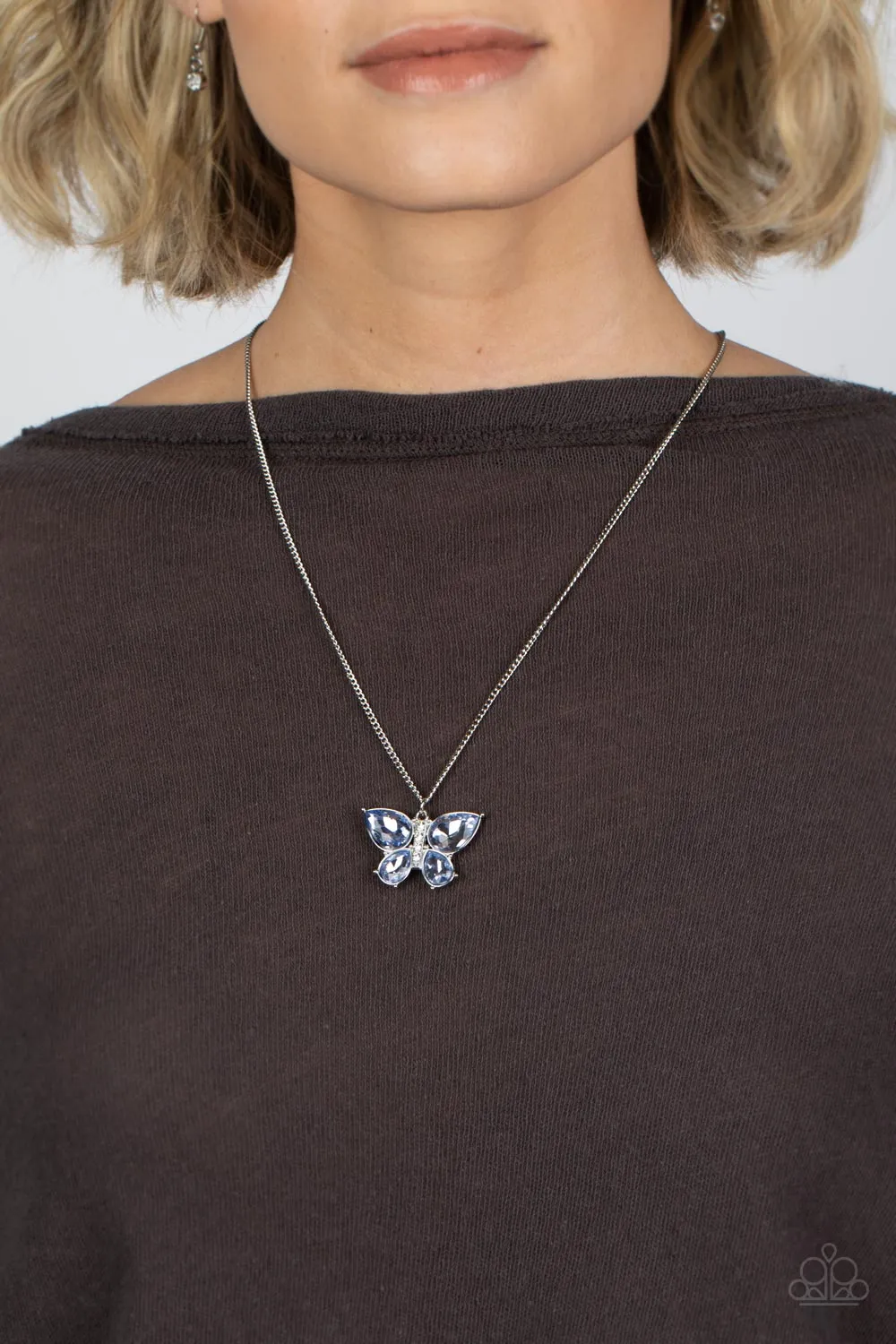 Paparazzi Free-Flying Flutter Blue Necklace & Butterfly Beatitude Blue Bracelet