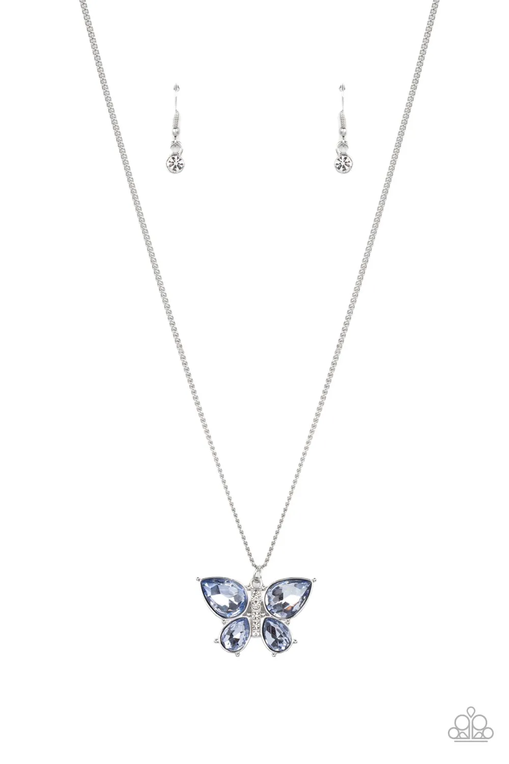 Paparazzi Free-Flying Flutter Blue Necklace & Butterfly Beatitude Blue Bracelet