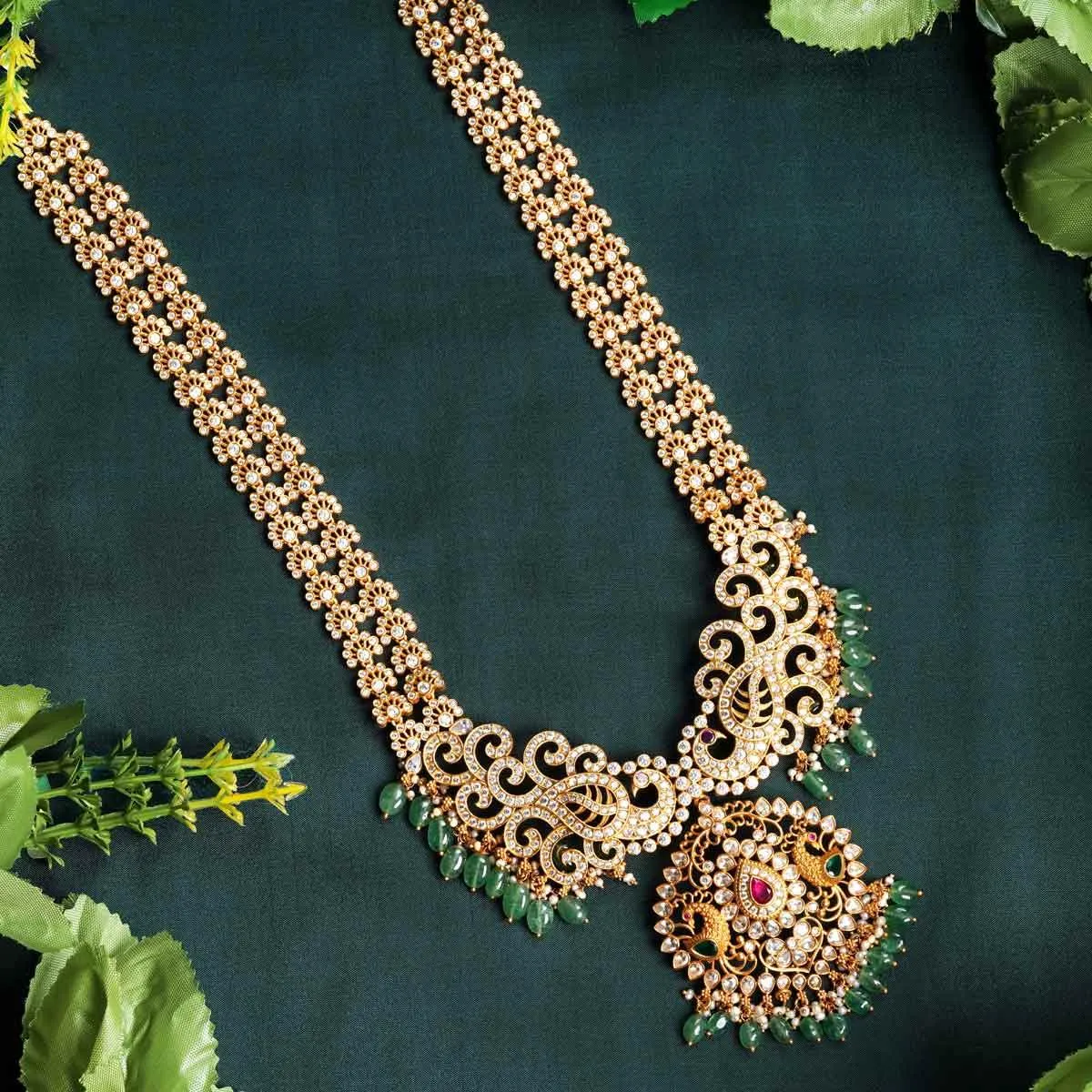 Peacock Bridal Long Necklace