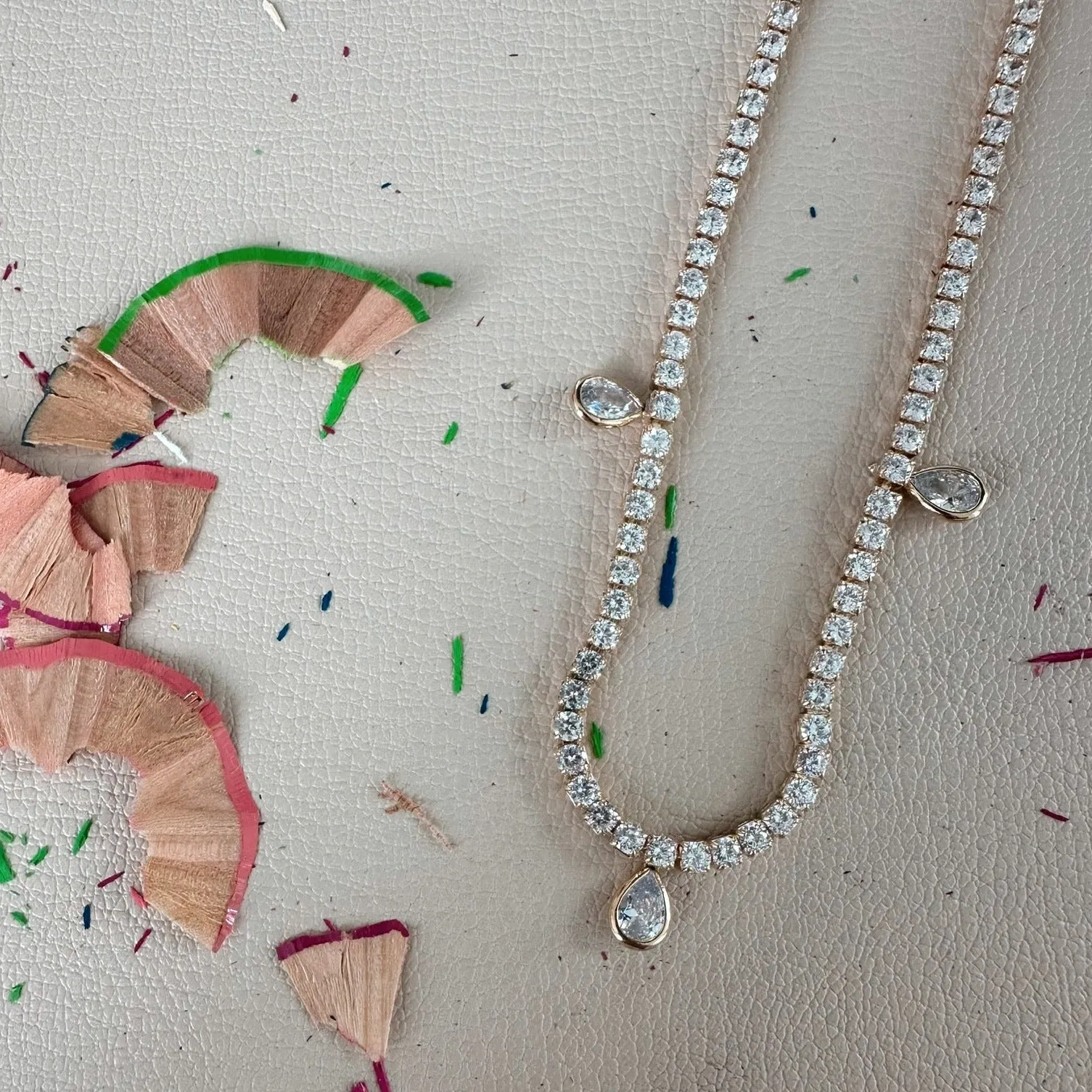 Pear Drop Tennis Necklace