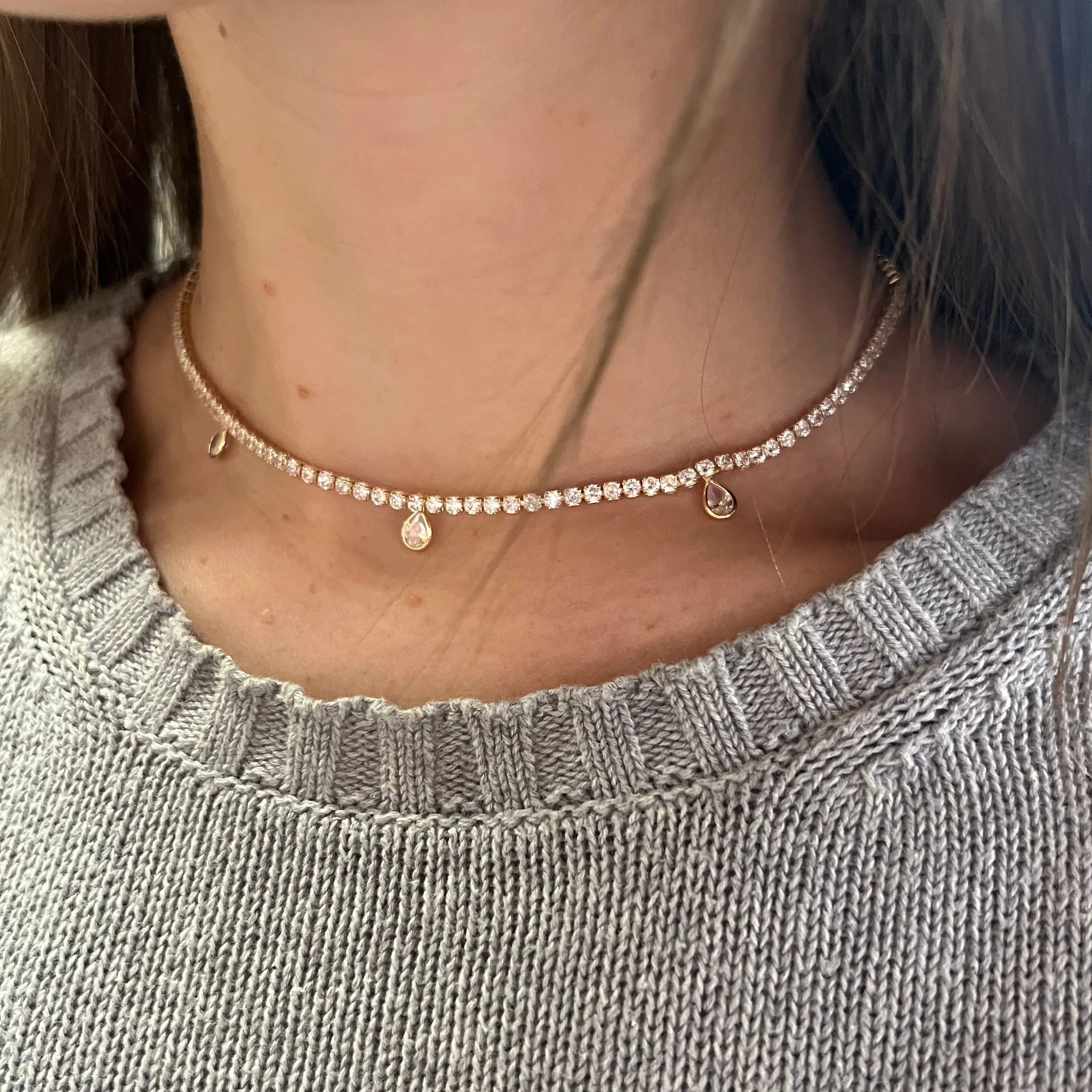 Pear Drop Tennis Necklace
