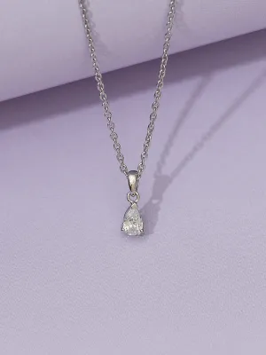 Pear Shape 0.5 Carat Single Solitaire Pendant With Chain