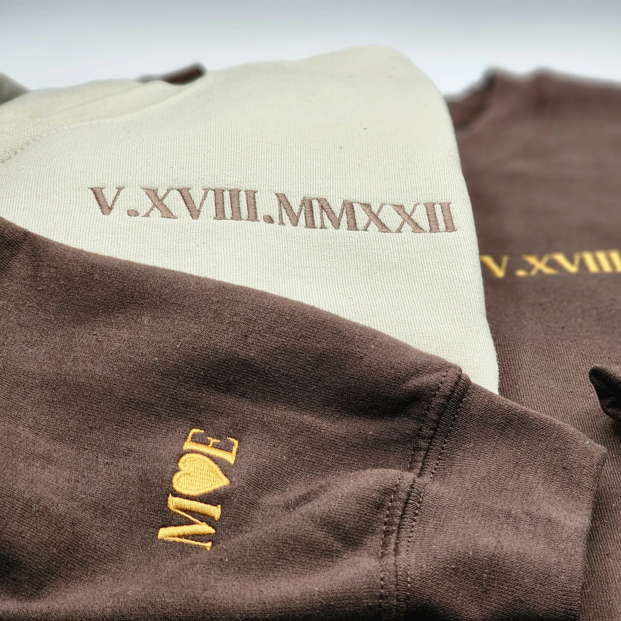 Personalized Anniversary Gifts for Couples, Custom Embroidered Sweatshirt/Hoodie Matching Wedding 1 - 50 Year for Him Her