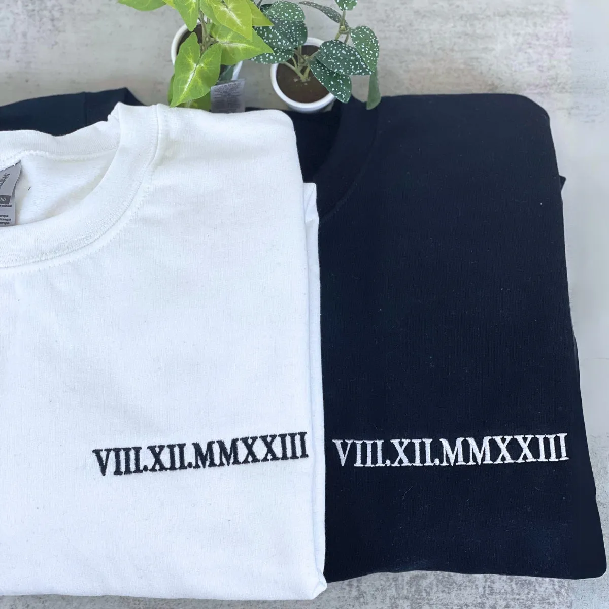 Personalized Anniversary Gifts for Couples, Custom Embroidered Sweatshirt/Hoodie Matching Wedding 1 - 50 Year for Him Her