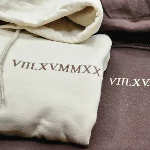 Personalized Anniversary Gifts for Couples, Custom Embroidered Sweatshirt/Hoodie Matching Wedding 1 - 50 Year for Him Her