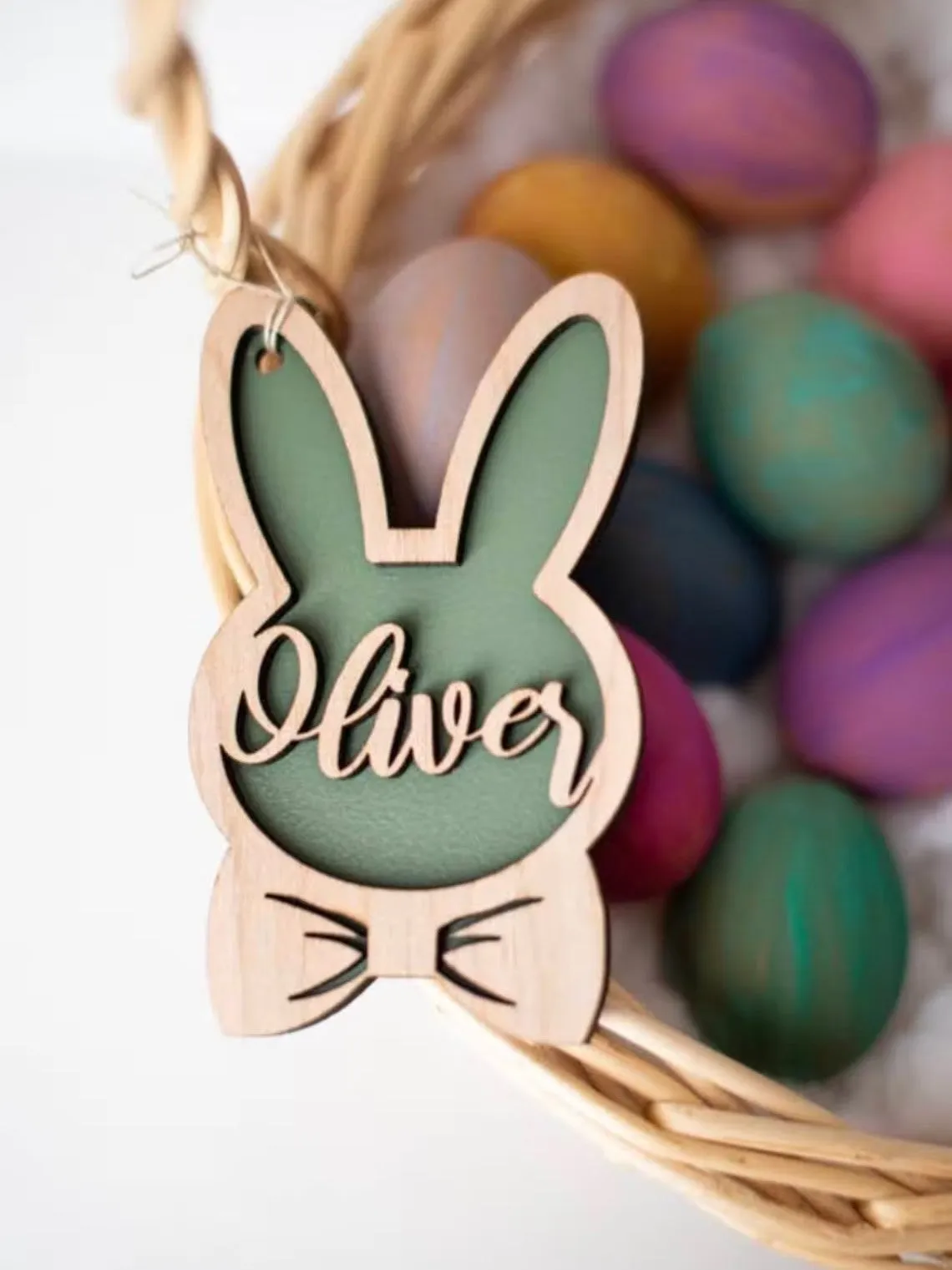Personalized Easter Bunny Rabbit Ornaments, Wooden Easter Gifts Idea for Kids ET01