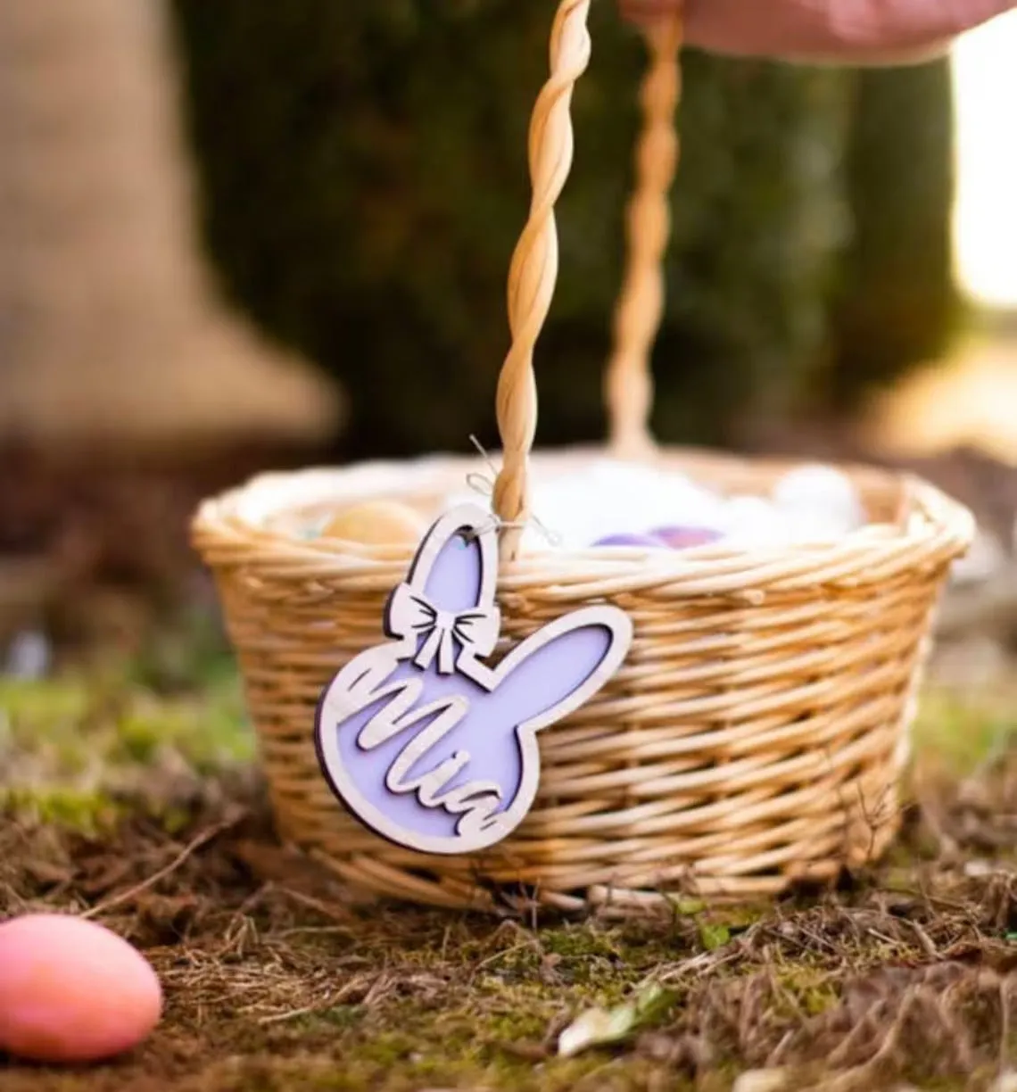 Personalized Easter Bunny Rabbit Ornaments, Wooden Easter Gifts Idea for Kids ET01