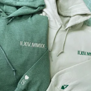 Personalized Embroidered Anniversary Hoodie Wedding