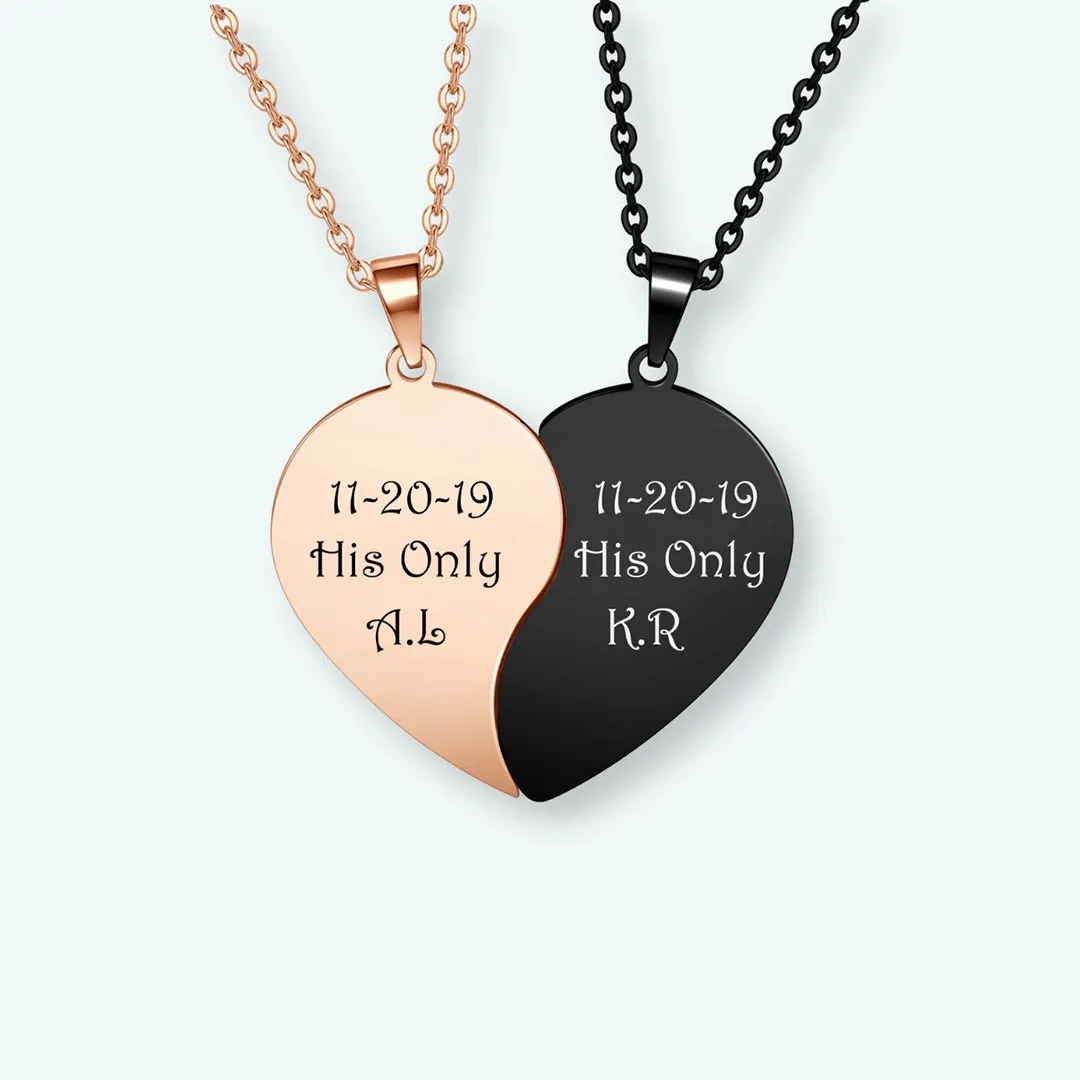 Personalized Matching Heart Puzzle Necklaces | Jovivi