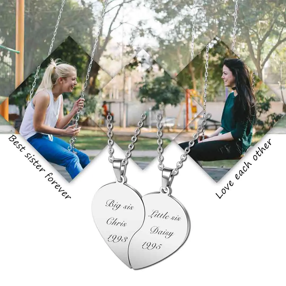 Personalized Matching Heart Puzzle Necklaces | Jovivi