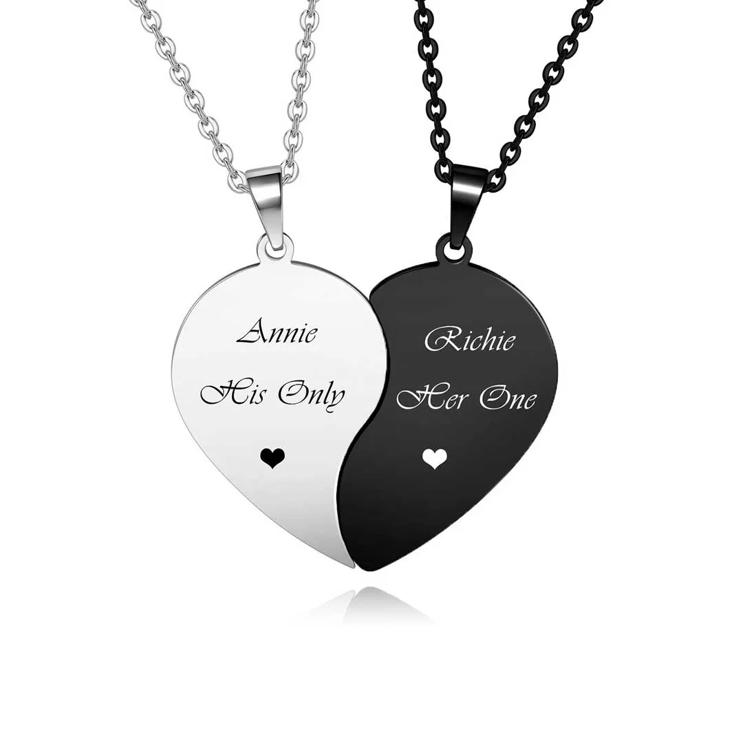 Personalized Matching Heart Puzzle Necklaces | Jovivi