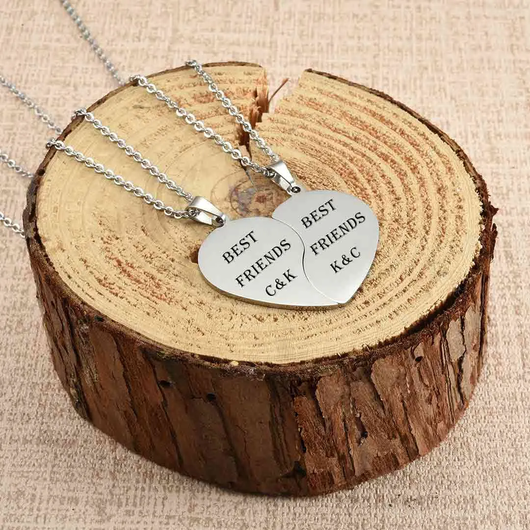Personalized Matching Heart Puzzle Necklaces | Jovivi