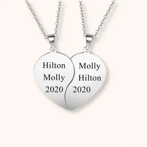 Personalized Matching Heart Puzzle Necklaces | Jovivi