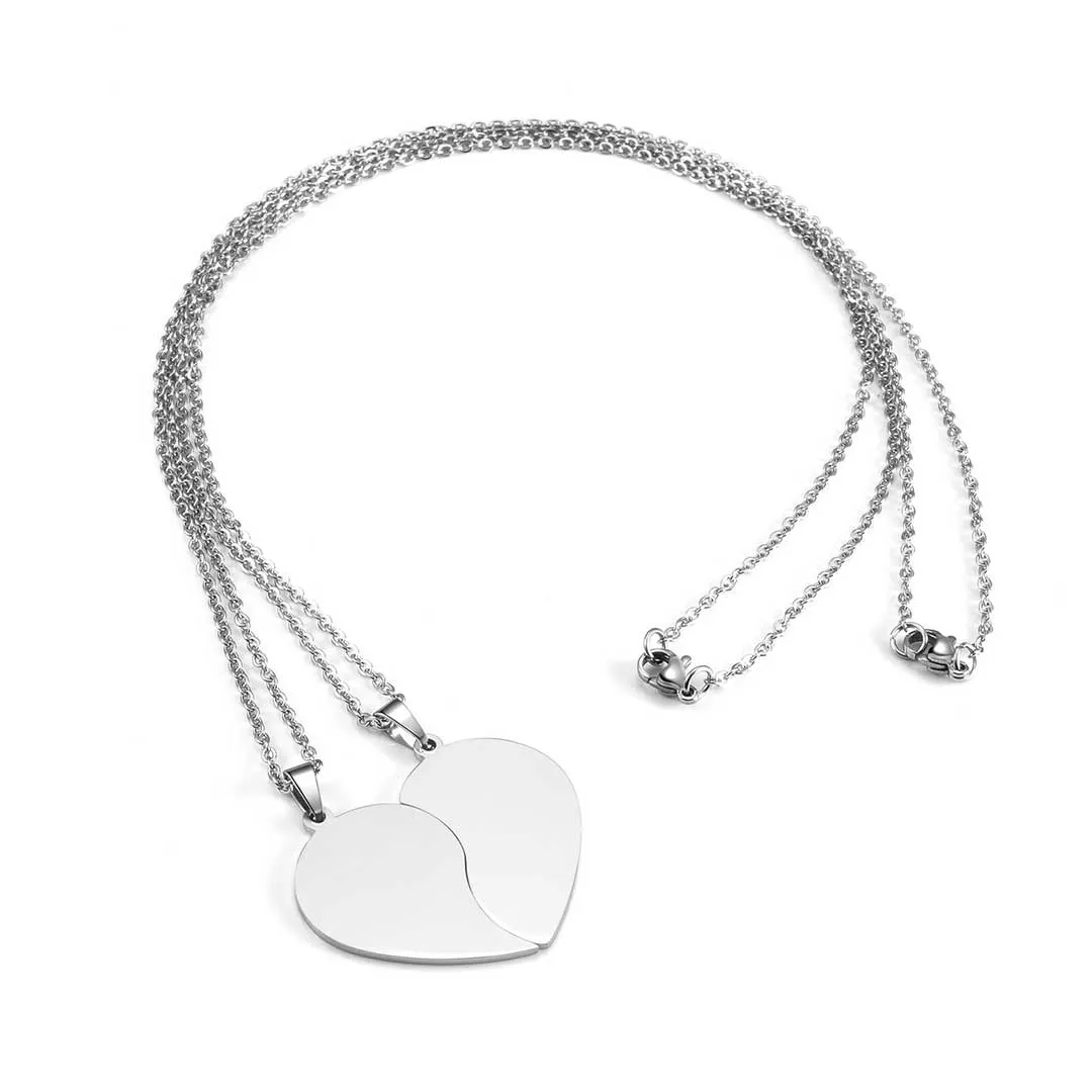 Personalized Matching Heart Puzzle Necklaces | Jovivi