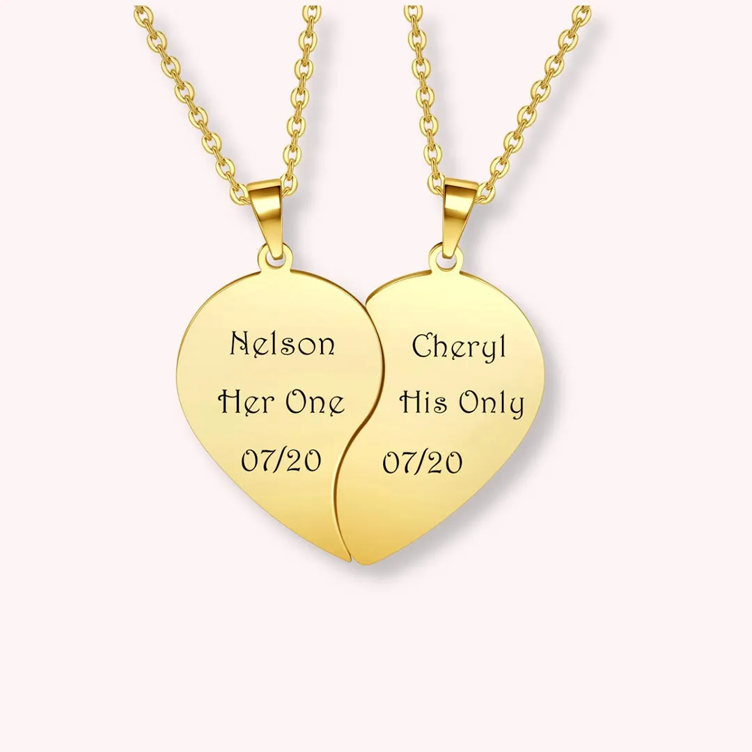 Personalized Matching Heart Puzzle Necklaces | Jovivi