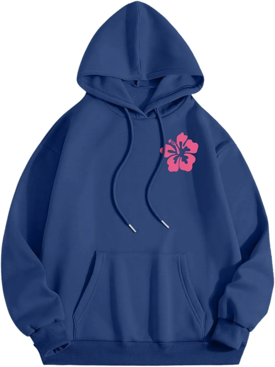 Pink Cute Hoodies For Teen Girls Oversized Cute Preppy Sweatshirt Pink Graphic Long Sleeve Drawstring Pullover Tops