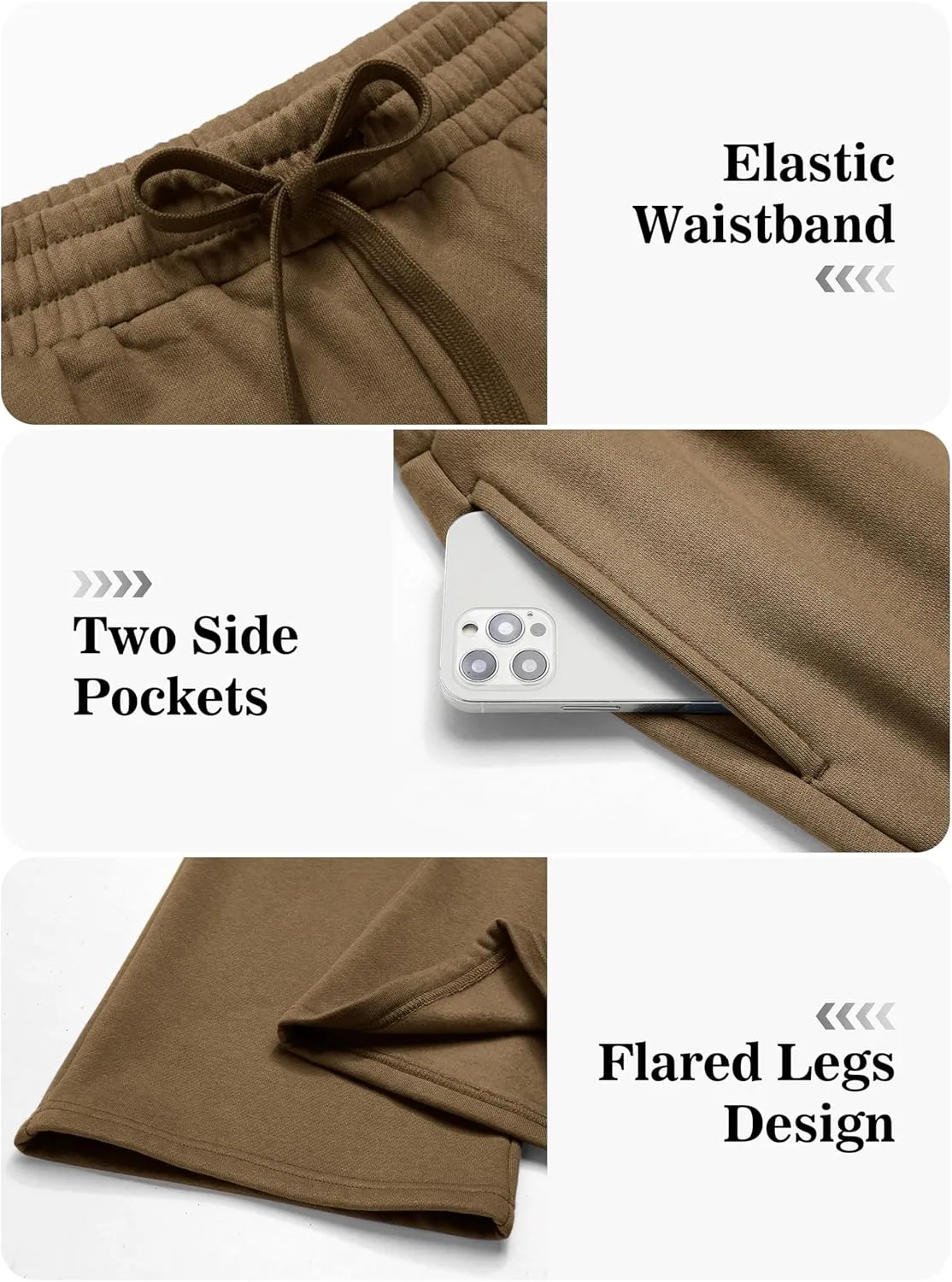 PINSPARK Men's Sweatpants Open Bottom Flared Sweatpants Elastic Waist Fleece Cotton Pants Baggy Warm Sweat Pants with Pockets