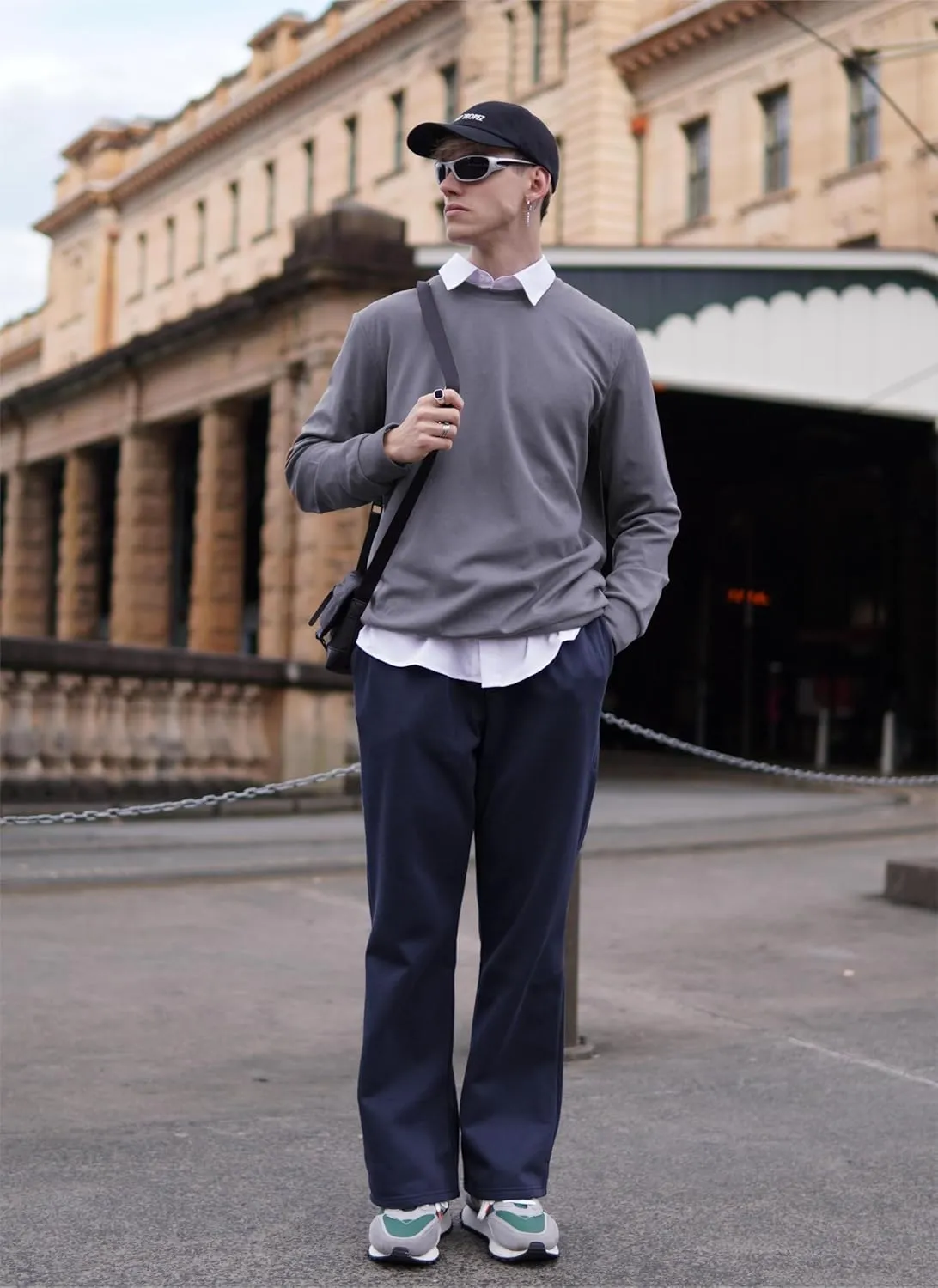 PINSPARK Men's Sweatpants Open Bottom Flared Sweatpants Elastic Waist Fleece Cotton Pants Baggy Warm Sweat Pants with Pockets