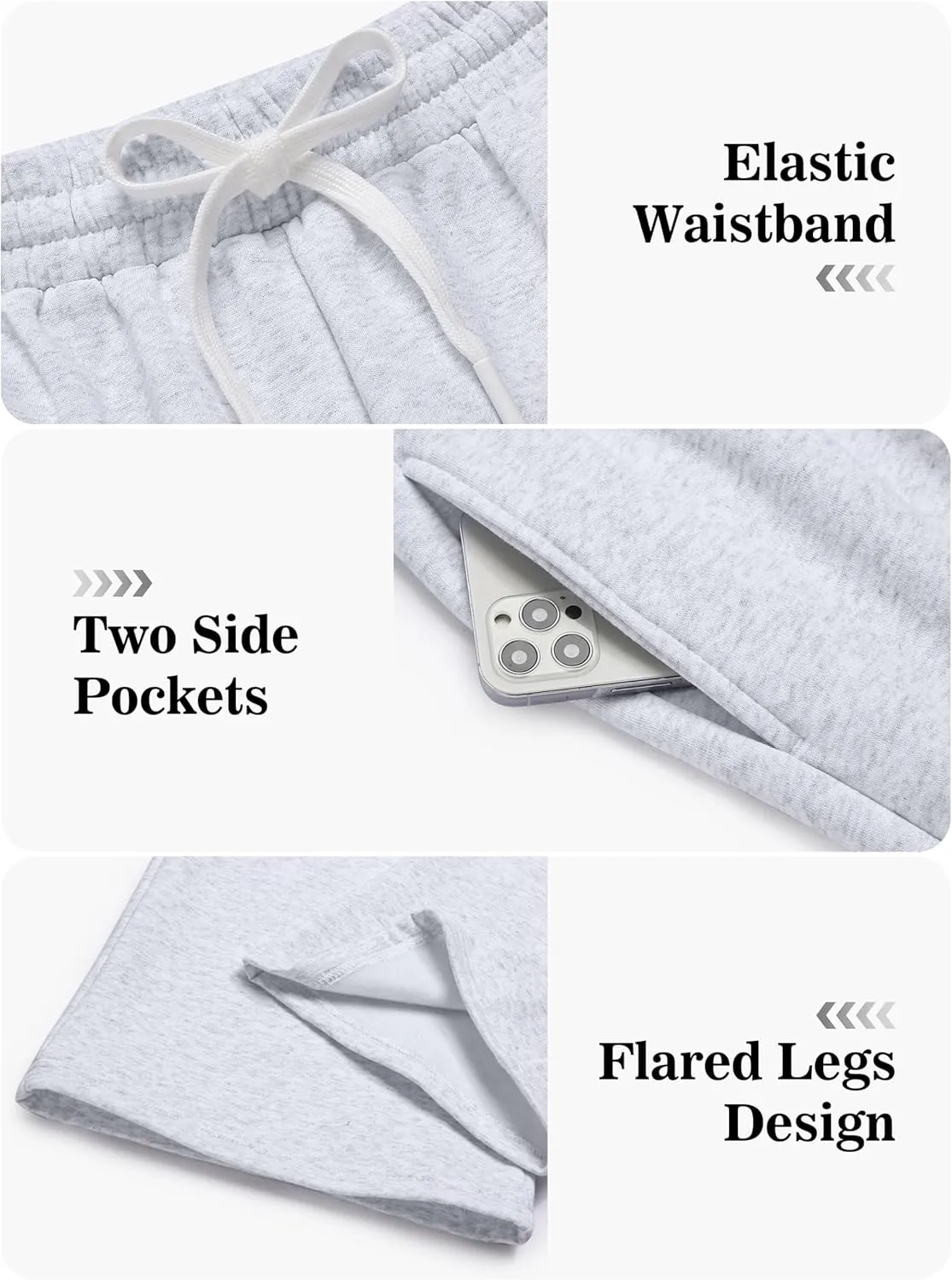 PINSPARK Men's Sweatpants Open Bottom Flared Sweatpants Elastic Waist Fleece Cotton Pants Baggy Warm Sweat Pants with Pockets