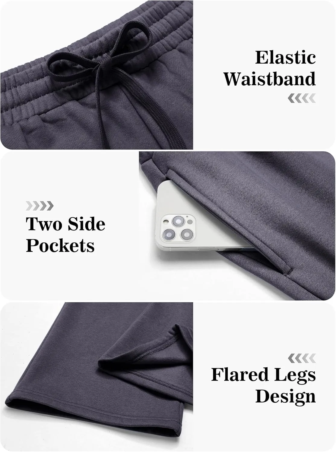 PINSPARK Men's Sweatpants Open Bottom Flared Sweatpants Elastic Waist Fleece Cotton Pants Baggy Warm Sweat Pants with Pockets