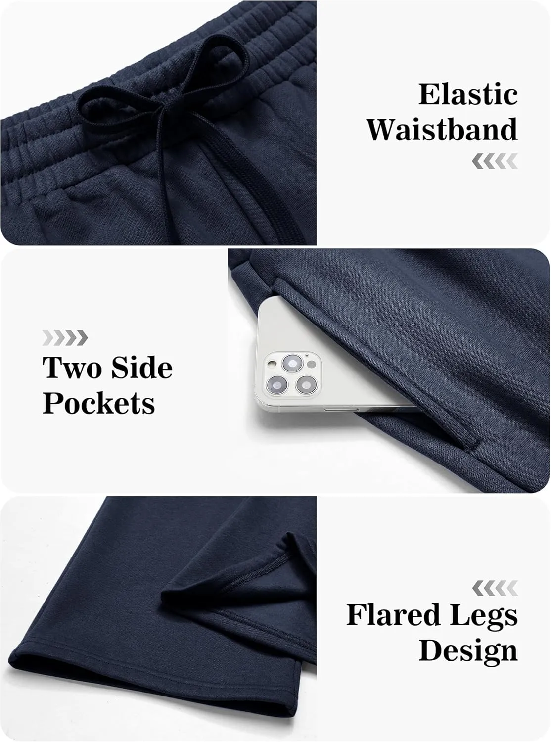 PINSPARK Men's Sweatpants Open Bottom Flared Sweatpants Elastic Waist Fleece Cotton Pants Baggy Warm Sweat Pants with Pockets