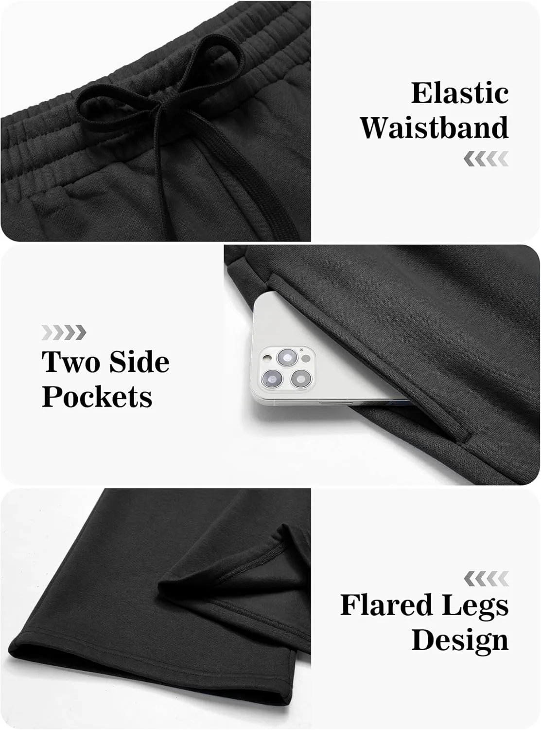 PINSPARK Men's Sweatpants Open Bottom Flared Sweatpants Elastic Waist Fleece Cotton Pants Baggy Warm Sweat Pants with Pockets