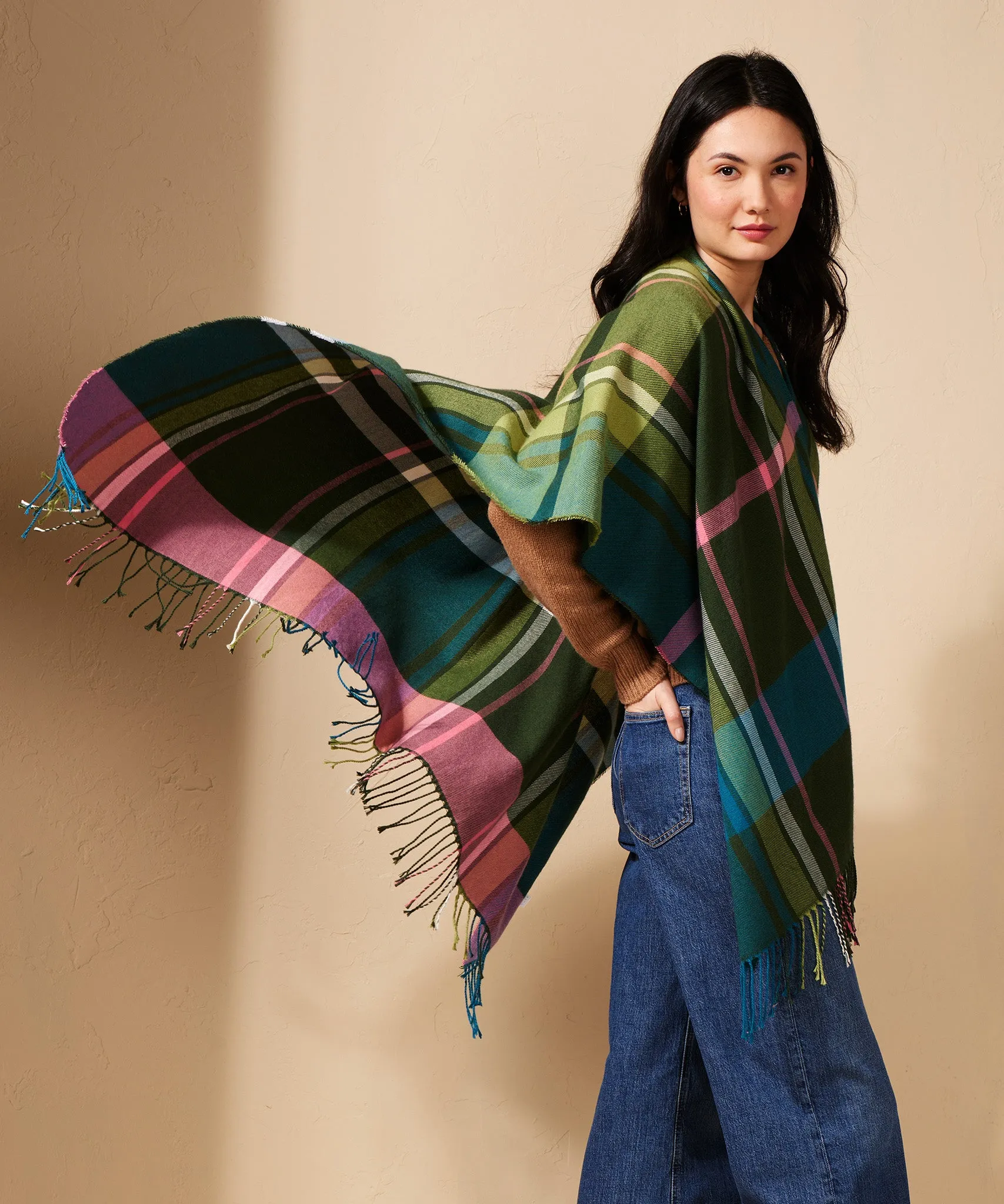 Plaid Ruana