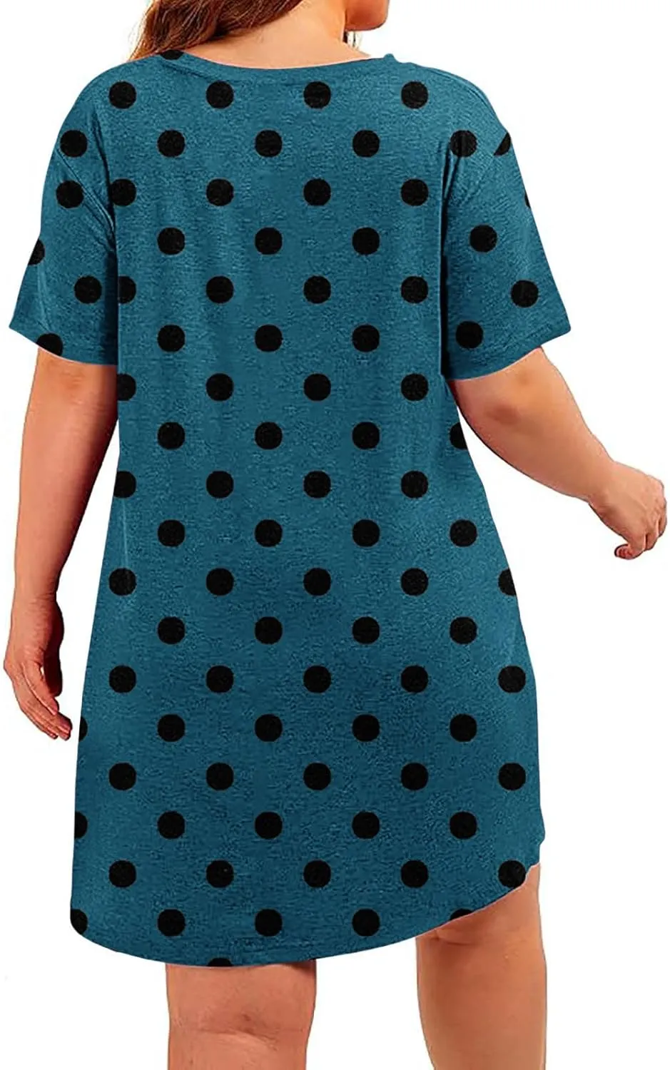 Plus Size Dress for Women Spring Summer Fashion Polka Dot Printed Short Sleeve Shirtdress Loose Casual Home Dress