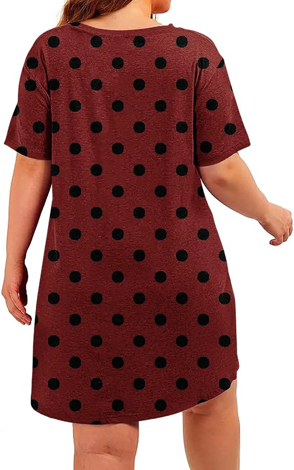 Plus Size Dress for Women Spring Summer Fashion Polka Dot Printed Short Sleeve Shirtdress Loose Casual Home Dress