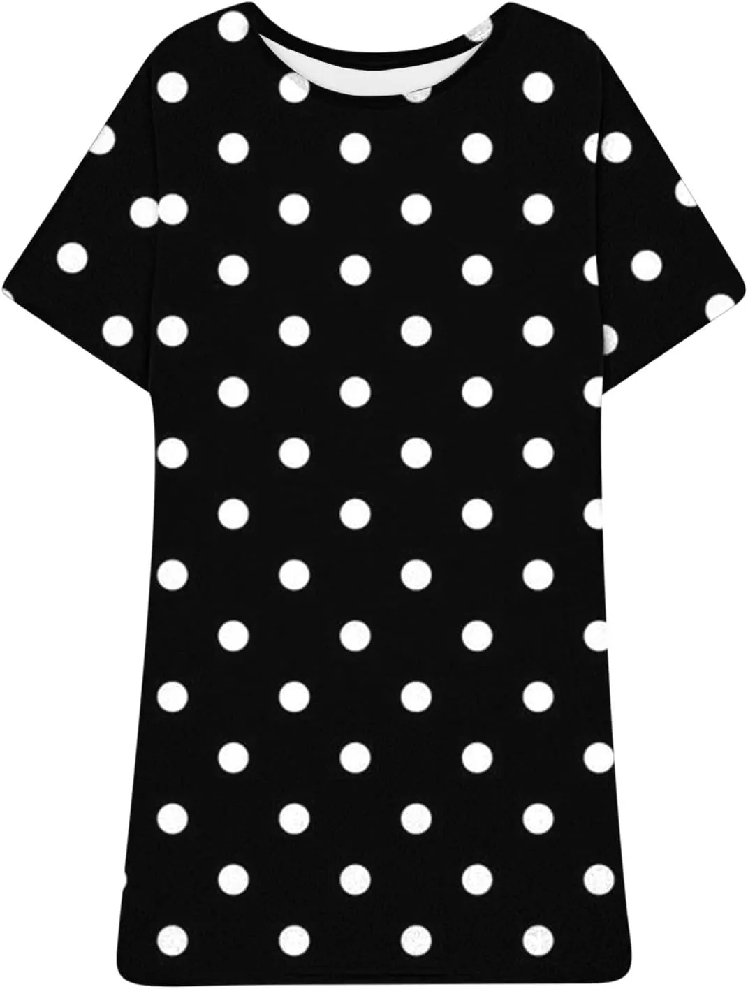 Plus Size Dress for Women Spring Summer Fashion Polka Dot Printed Short Sleeve Shirtdress Loose Casual Home Dress