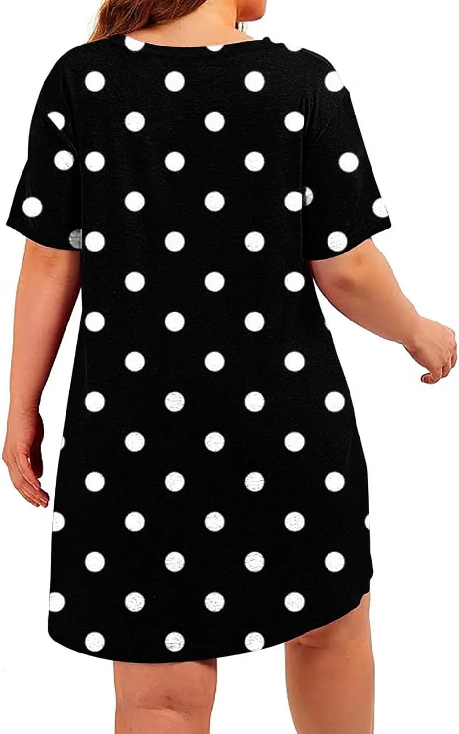 Plus Size Dress for Women Spring Summer Fashion Polka Dot Printed Short Sleeve Shirtdress Loose Casual Home Dress