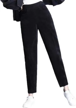 Plush Thickened Casual Pants for Women Corduroy Pants Warm Pants high Waist Solid Color Pencil Trousers Autumn and Winter
