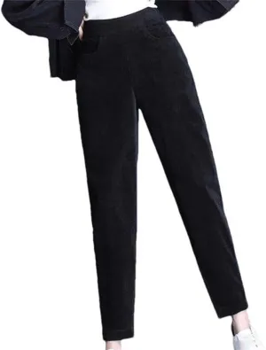 Plush Thickened Casual Pants for Women Corduroy Pants Warm Pants high Waist Solid Color Pencil Trousers Autumn and Winter