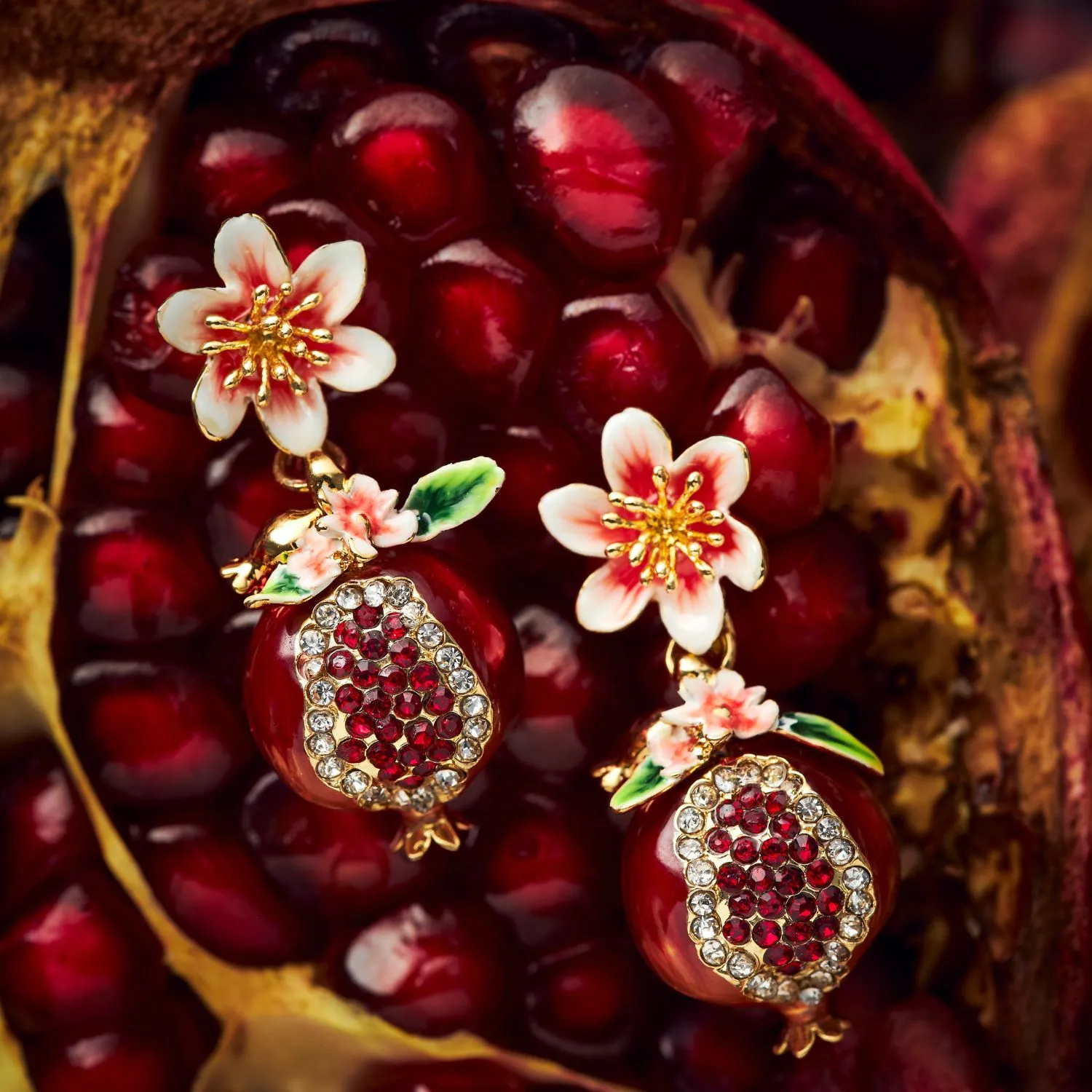 Pomegranate Drop Earrings