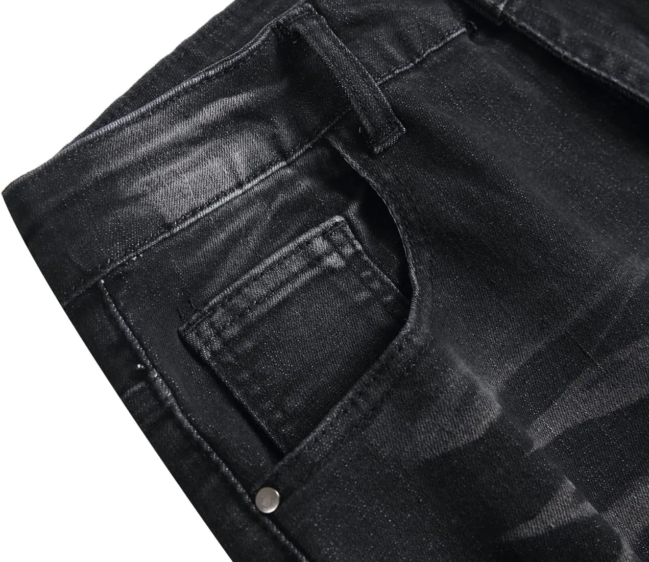 QIMYUM Men's Wide-Leg Baggy Flex Jeans Relaxed Loose Fit Long Denim Pants